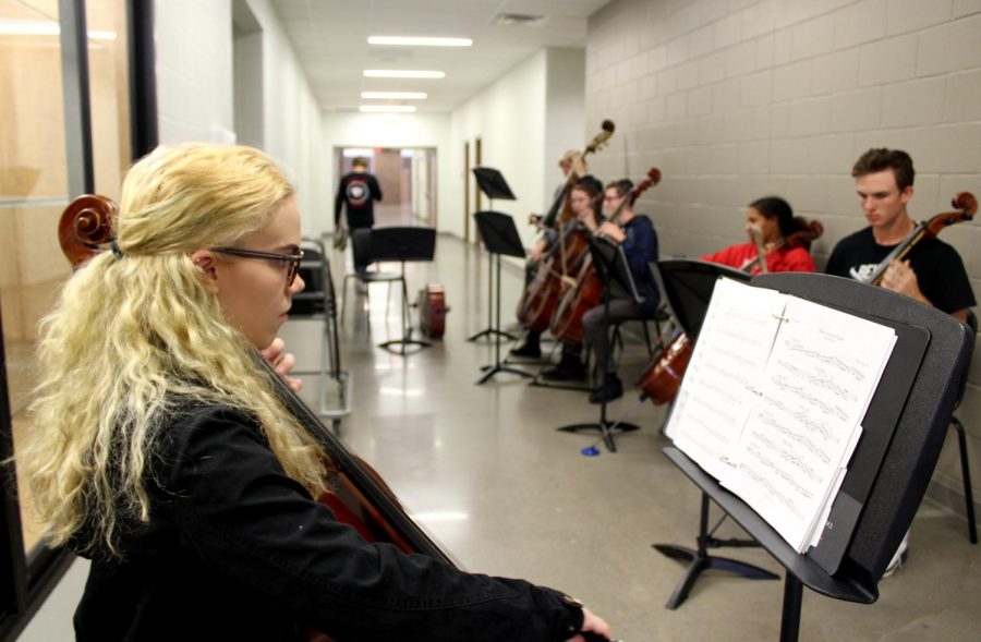Freshman Olivia Wester practices her cello during 4th block on Nov. 1.