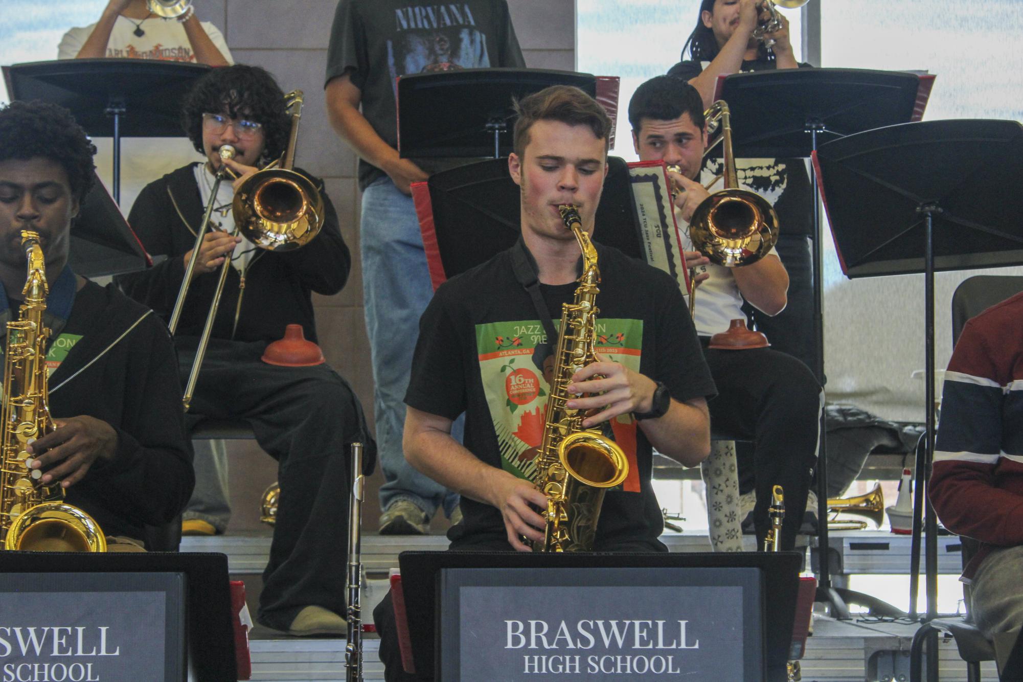 Legacy Jazz students perform in the commons in January 2025.