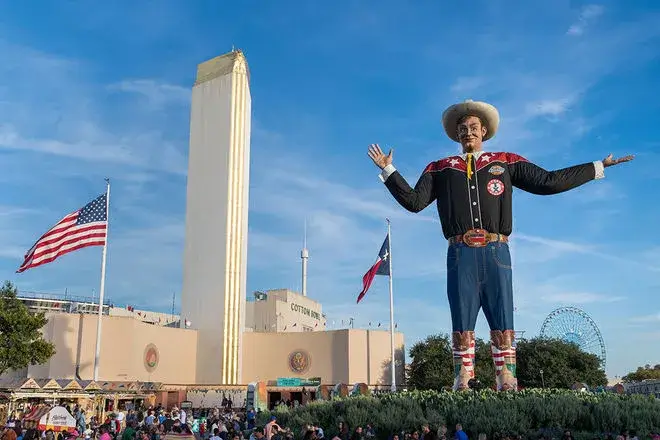 Big Tex overlooks a crowd at the State Fair of Texas. Courtesy of Moniker Properties